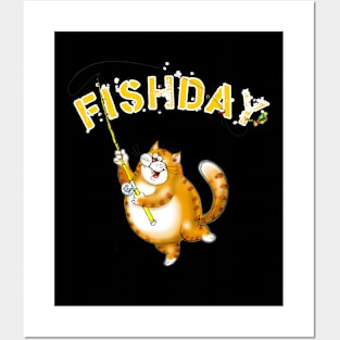 Fishday! Happy Kitty Posters and Art